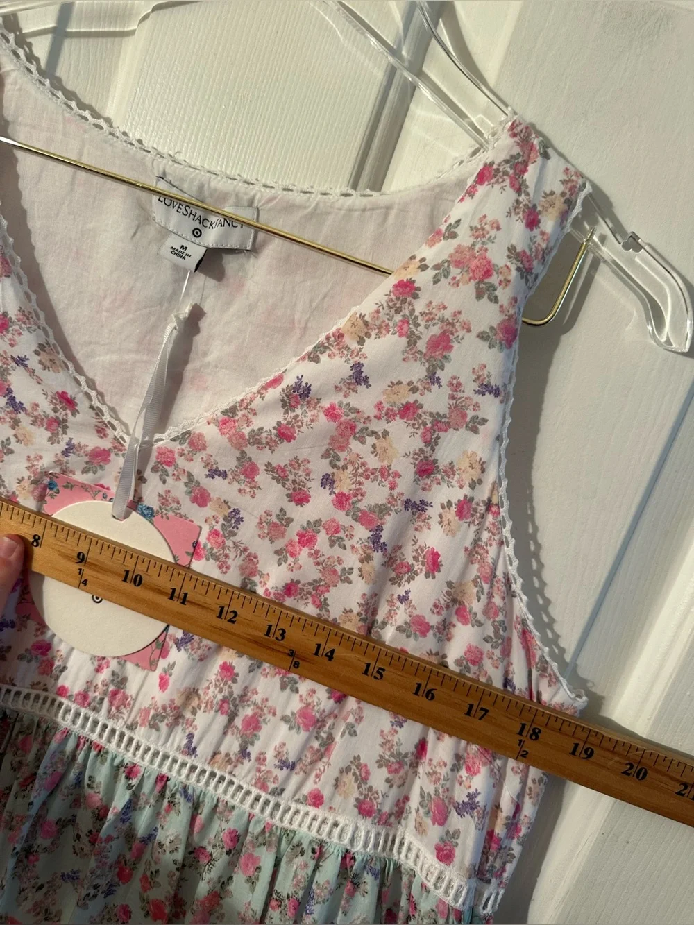 LoveShackFancy X Target M Romantic Pastoral Camille Pink Floral Tiered Mid Dress - Picture 11 of 15